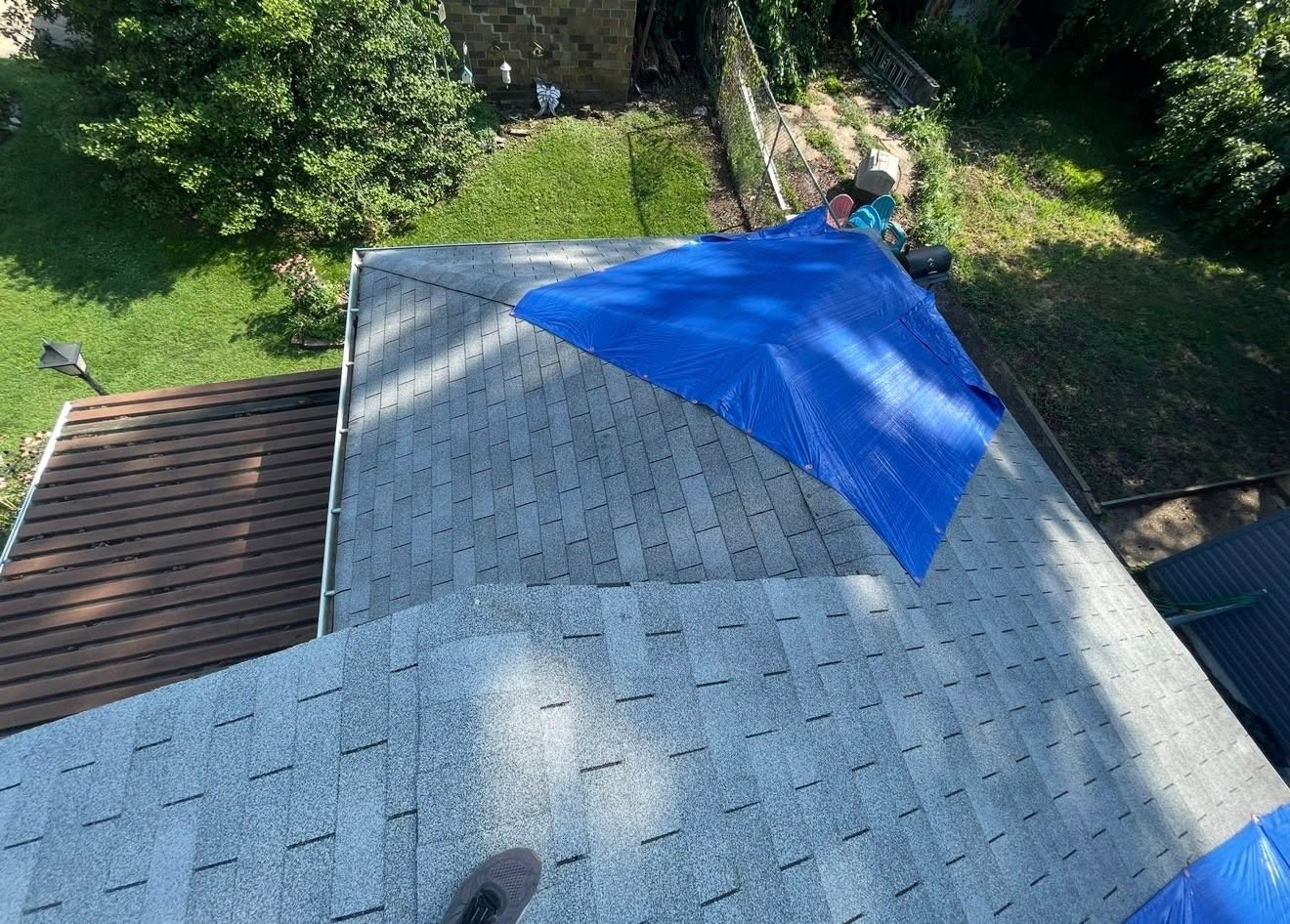 Roof repair in progress