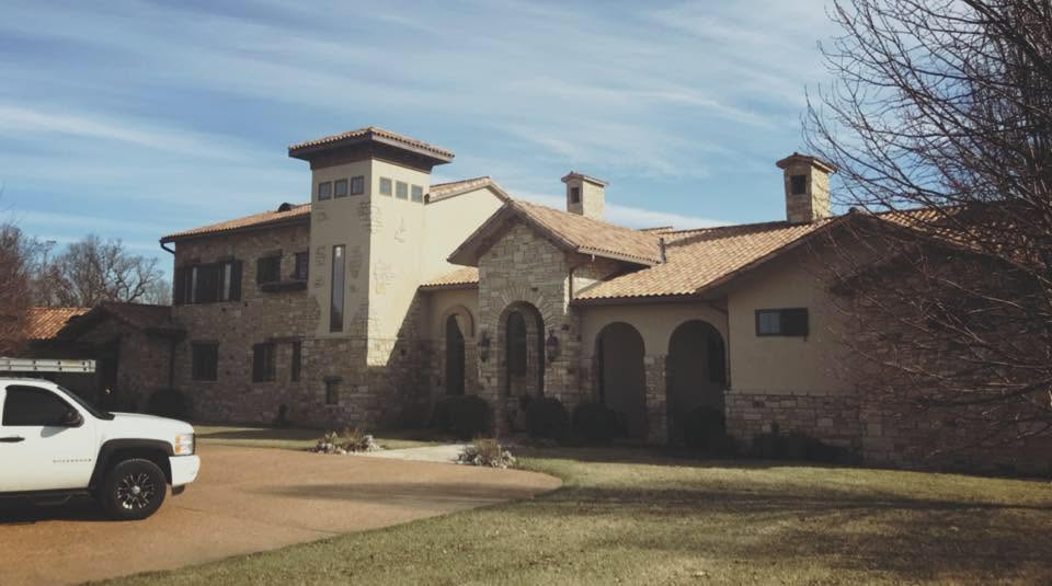 Completed tile roof on a large home
